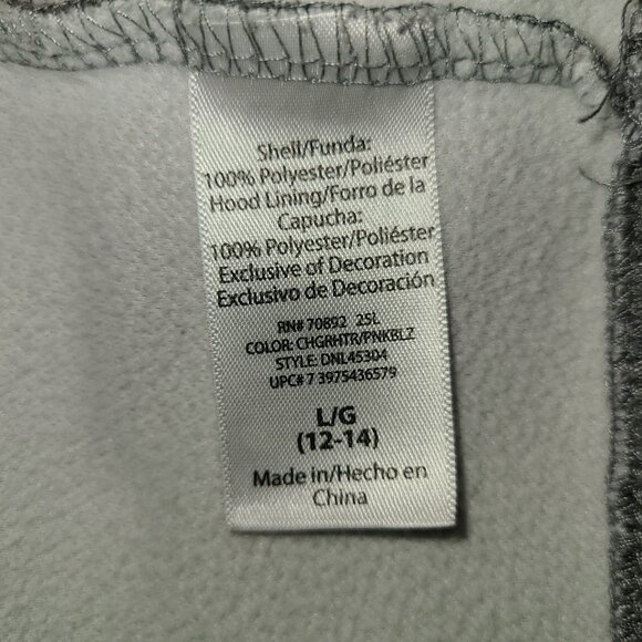 Danskin Now Pullover Hoodie Pink and Grey L 12/14 - Picture 6 of 8